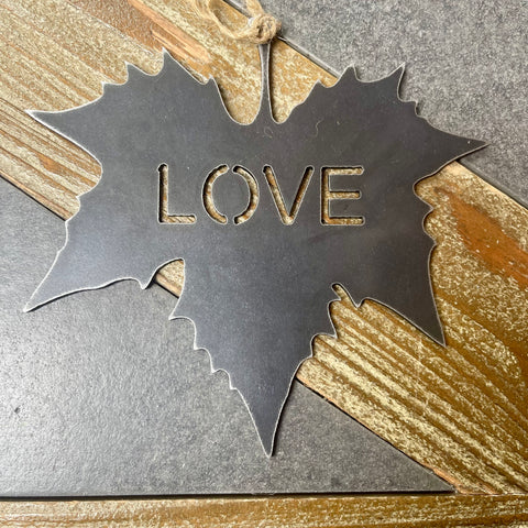 'Love' Metal Art Maple Leaf Mobile