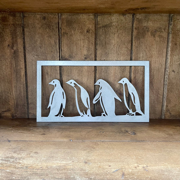 Penguin Party Metal Art Wall Pane