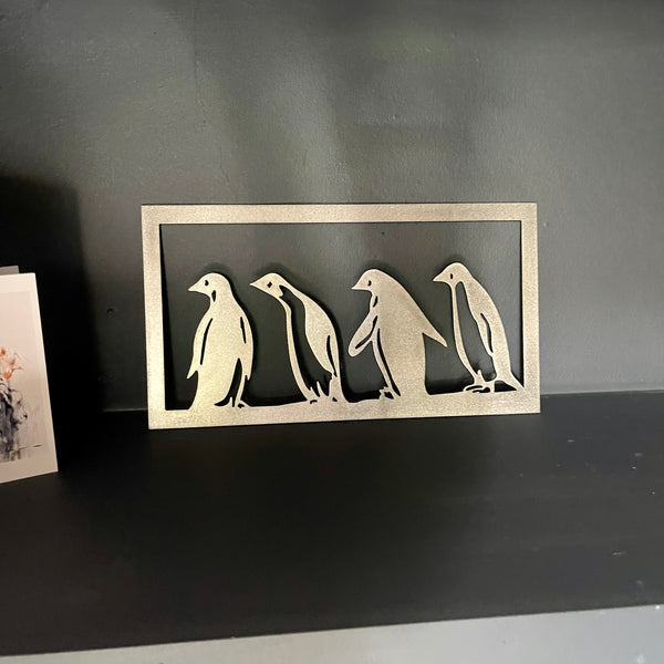 Penguin Party Metal Art Wall Pane