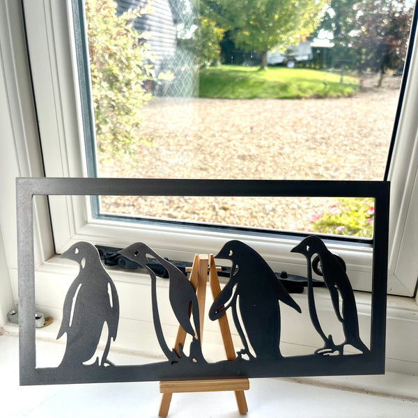 Penguin Party Metal Art Wall Pane