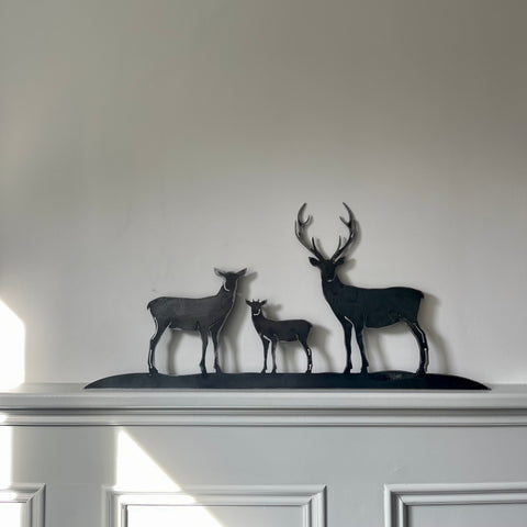Stag Family Frieze Metal Wall Art