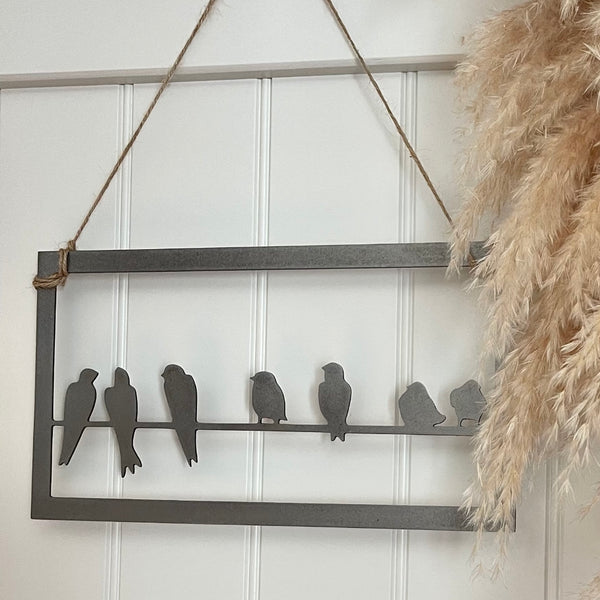 Birds on a Wire Metal Art Wall Pane