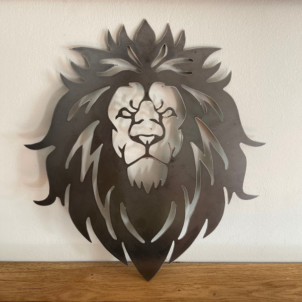 Striking Large  Lion Head Metal Wall Art Plaque