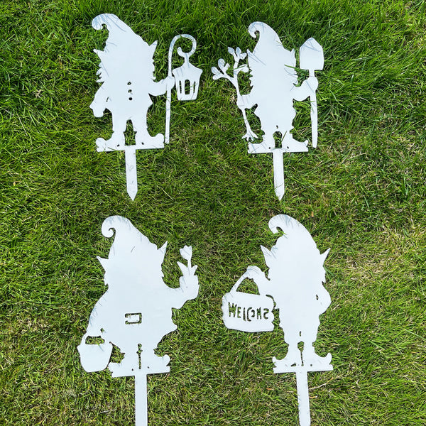 Gnome 'Lantern' Garden Stake - Natural or Chalk White