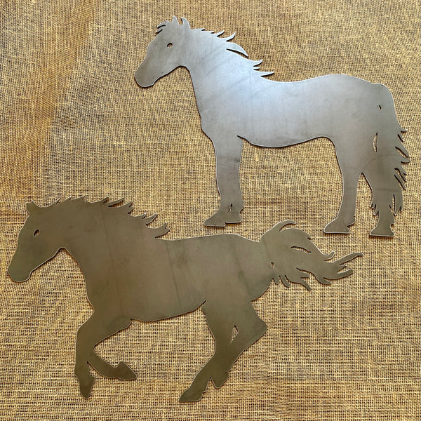 Large Standing Horse Metal Art Plaque