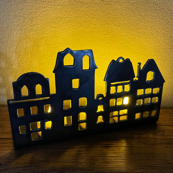 Dutch Houses Metal Tea Light Holder