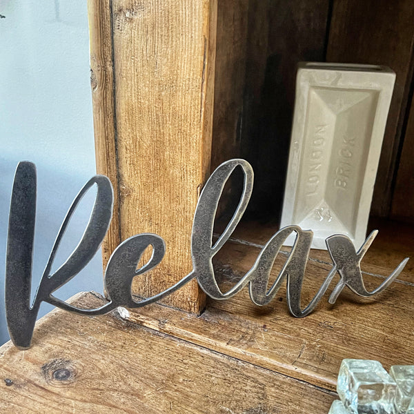 ‘Relax’ Metal Word Wall Art Sign