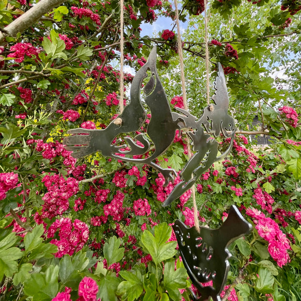 Flying Blue Tit Bird Metal Tree Mobile