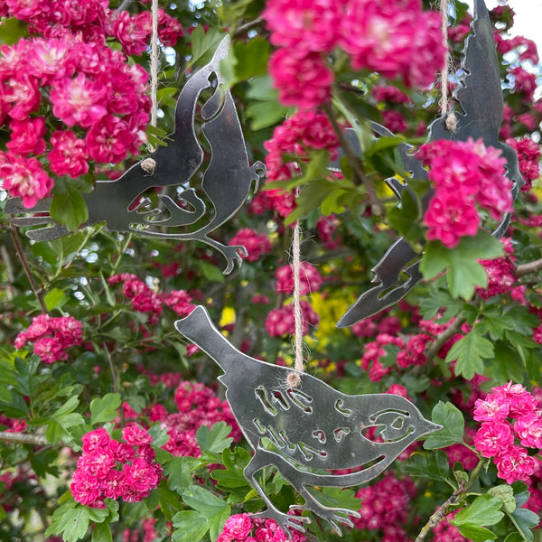 Great Tit Filigree Garden Bird Metal Tree Mobile