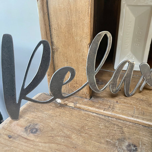 ‘Relax’ Metal Word Wall Art Sign