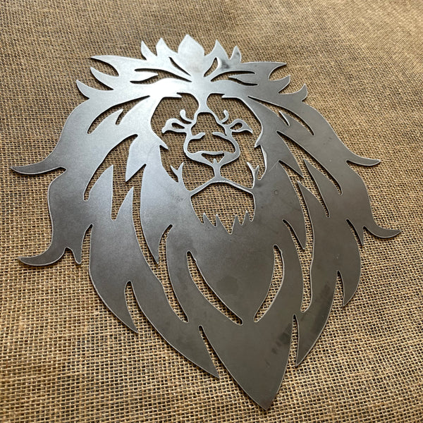 Striking Large  Lion Head Metal Wall Art Plaque