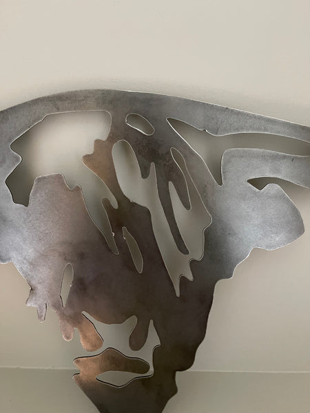 Large Metal Abstract Highland Bulls Head