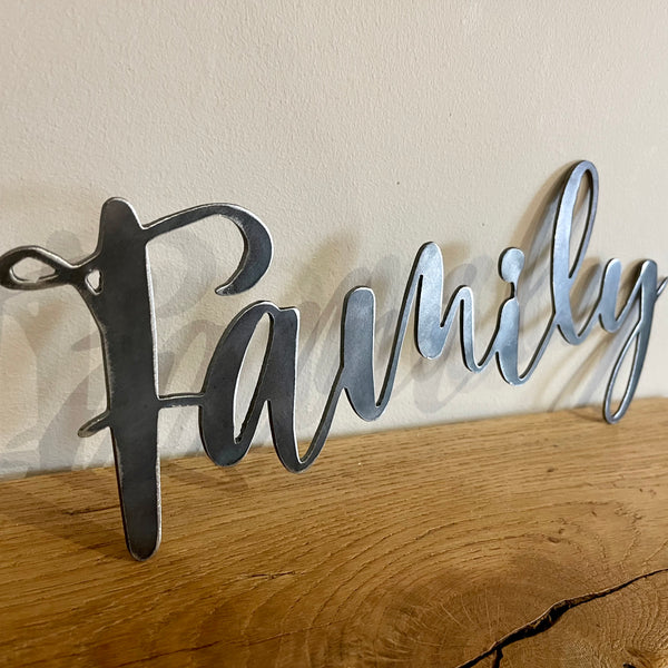 'Family' Metal Word Sign Wall Art Decoration