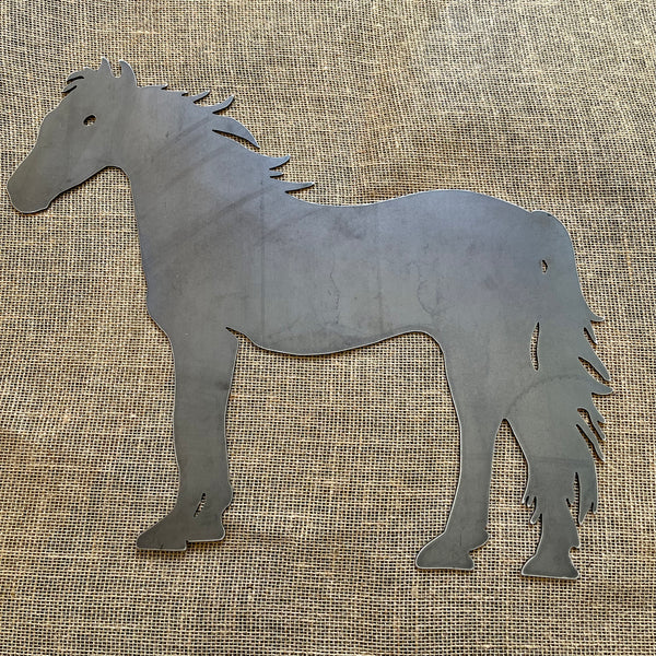 Large Standing Horse Metal Art Plaque