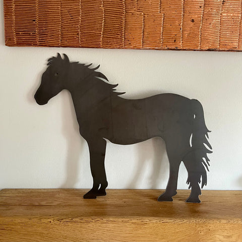 Large Standing Horse Metal Art Plaque