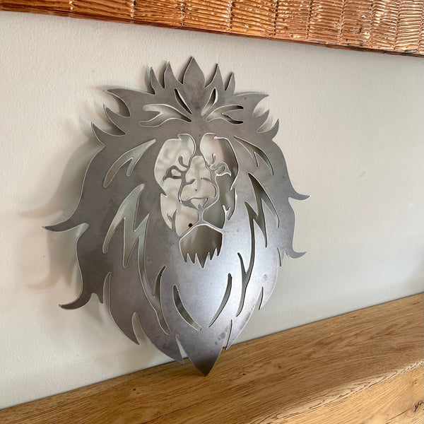 Striking Large  Lion Head Metal Wall Art Plaque