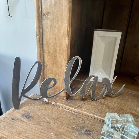 ‘Relax’ Metal Word Wall Art Sign
