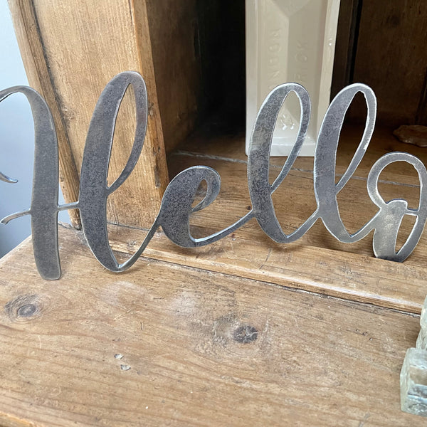 ‘Hello’ Metal Word Wall Art Sign