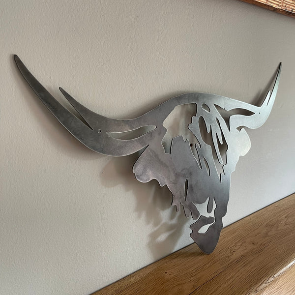 Large Metal Abstract Highland Bulls Head