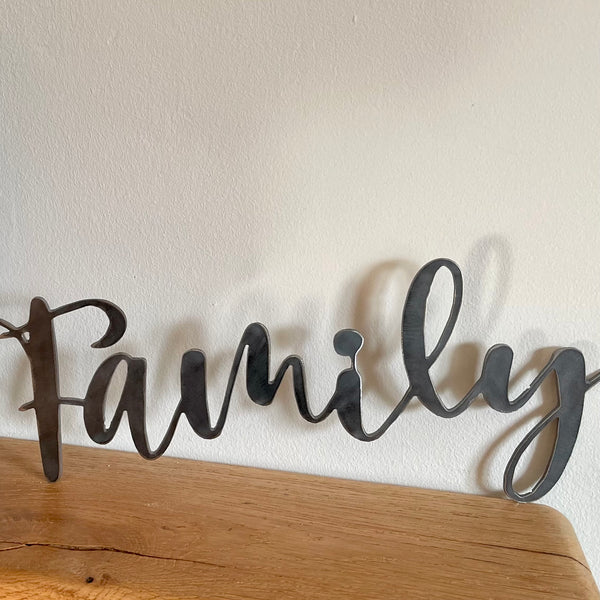 'Family' Metal Word Sign Wall Art Decoration