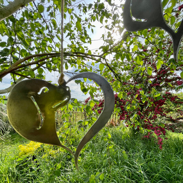 Metal Dog Heart Tree Window Mobile