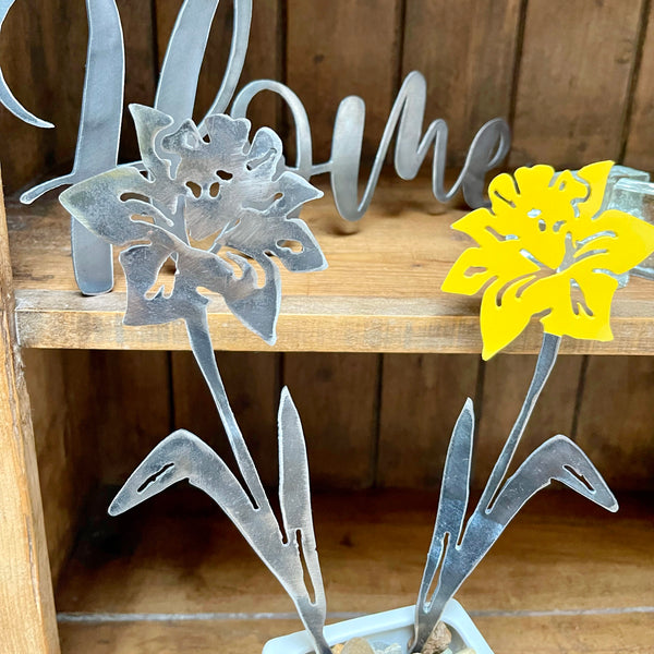 Single Daffodil Stem Everlasting Metal Flower