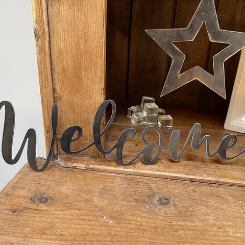 'Welcome' Metal Word Sign Wall Art Plaque