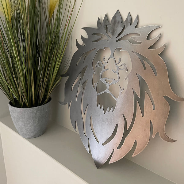 Striking Large  Lion Head Metal Wall Art Plaque