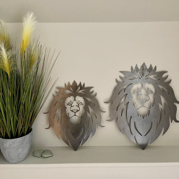 Striking Large  Lion Head Metal Wall Art Plaque