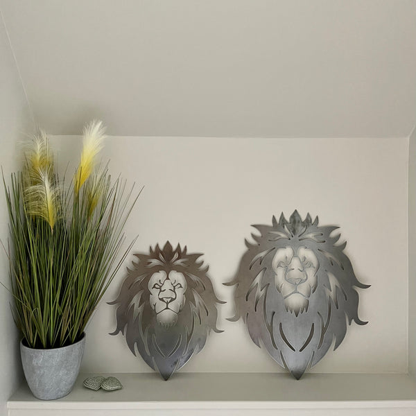 Striking Large  Lion Head Metal Wall Art Plaque