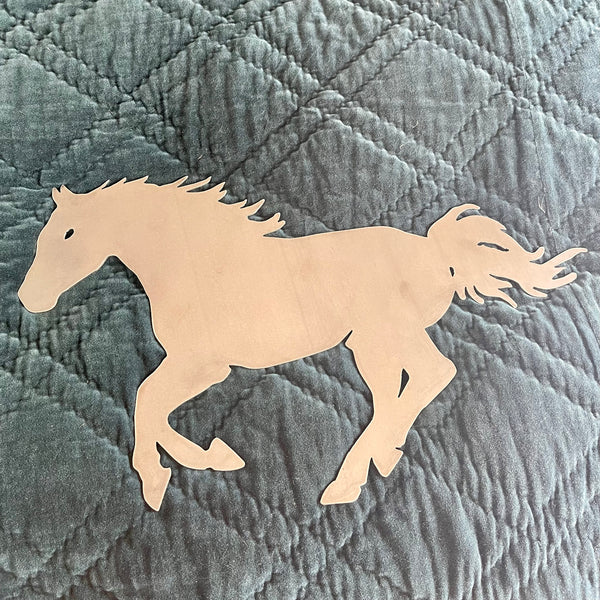 Large Running Horse Metal Art Plaque