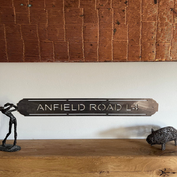 ‘Anfield Road L4’ Liverpool Football Club Metal Street Sign